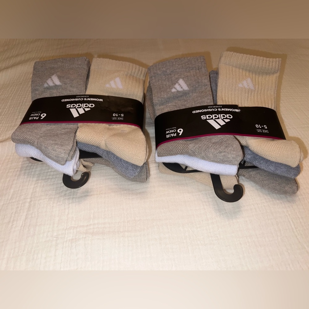 Adidas Women’s Cushioned Crew Socks – Neutral 6-Pair Packs – Bundle of 2 | NWT - Picture 3 of 4